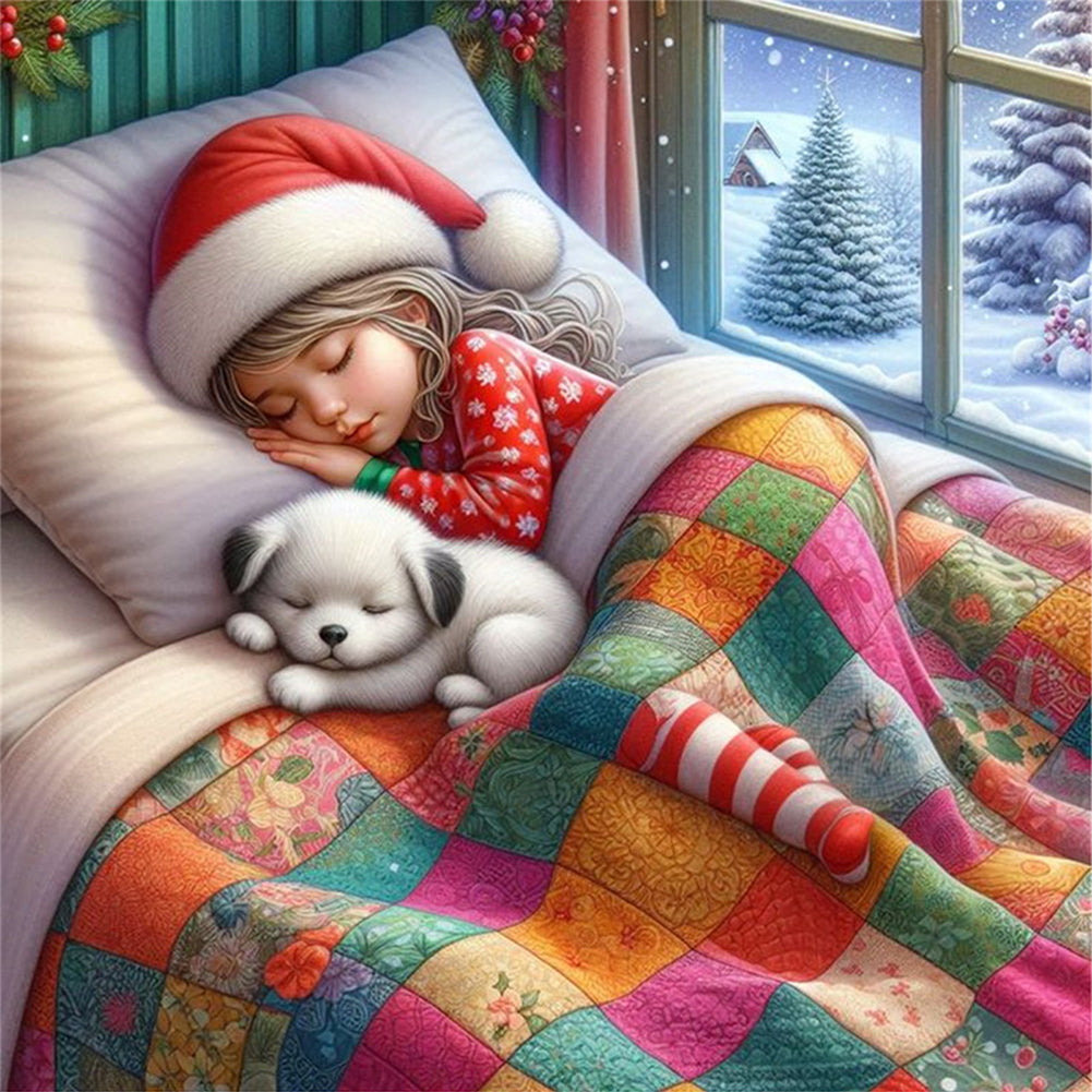 Sleeping Girl - 11CT Stamped Cross Stitch 50*50CM