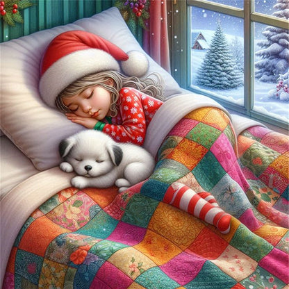 Sleeping Girl - 11CT Stamped Cross Stitch 50*50CM
