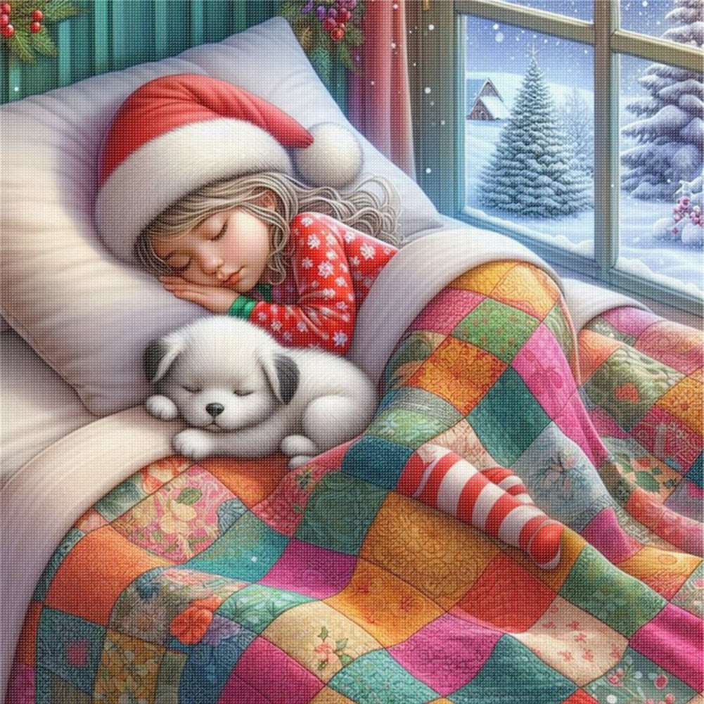 Sleeping Girl - 11CT Stamped Cross Stitch 50*50CM