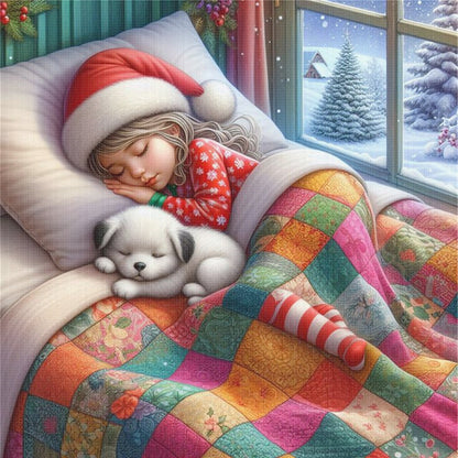 Sleeping Girl - 11CT Stamped Cross Stitch 50*50CM
