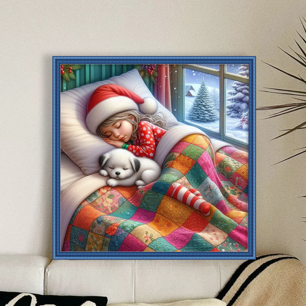 Sleeping Girl - 11CT Stamped Cross Stitch 50*50CM
