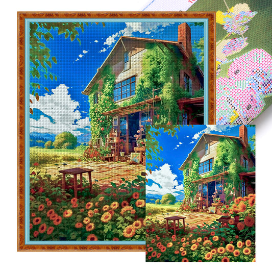 Flower Hut - 16CT Stamped Cross Stitch 50*60CM