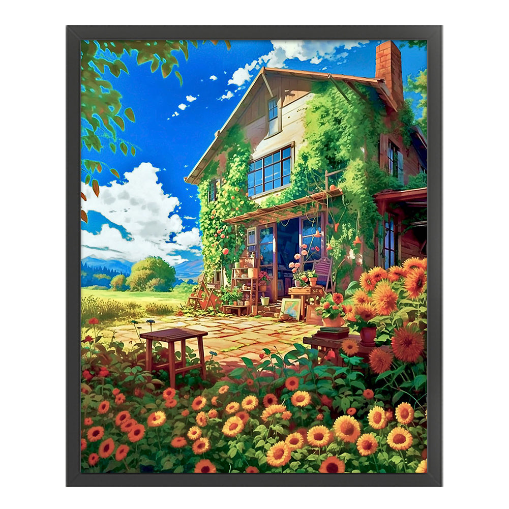 Flower Hut - 16CT Stamped Cross Stitch 50*60CM