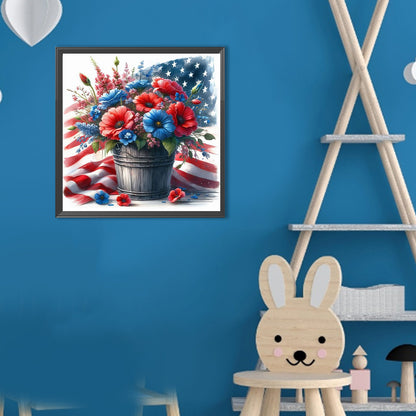Independence Day Flower Pot Bouquet - Full Round Drill Diamond Painting 30*30CM