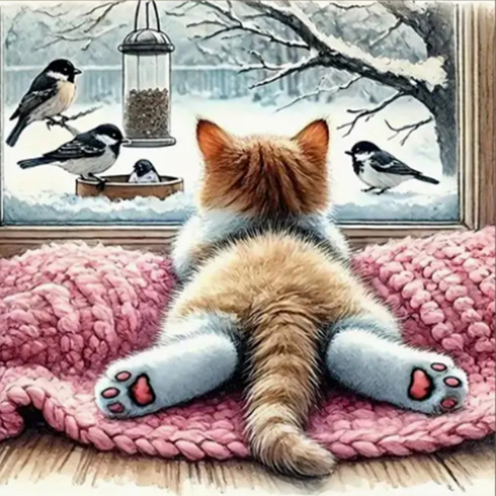 Kitten - Full Round Drill Diamond Painting 40*40CM