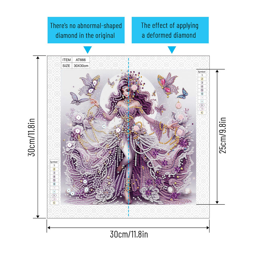 Elegant Girl With Beautiful Skirt - Special Shaped Drill Diamond Painting 30*30CM