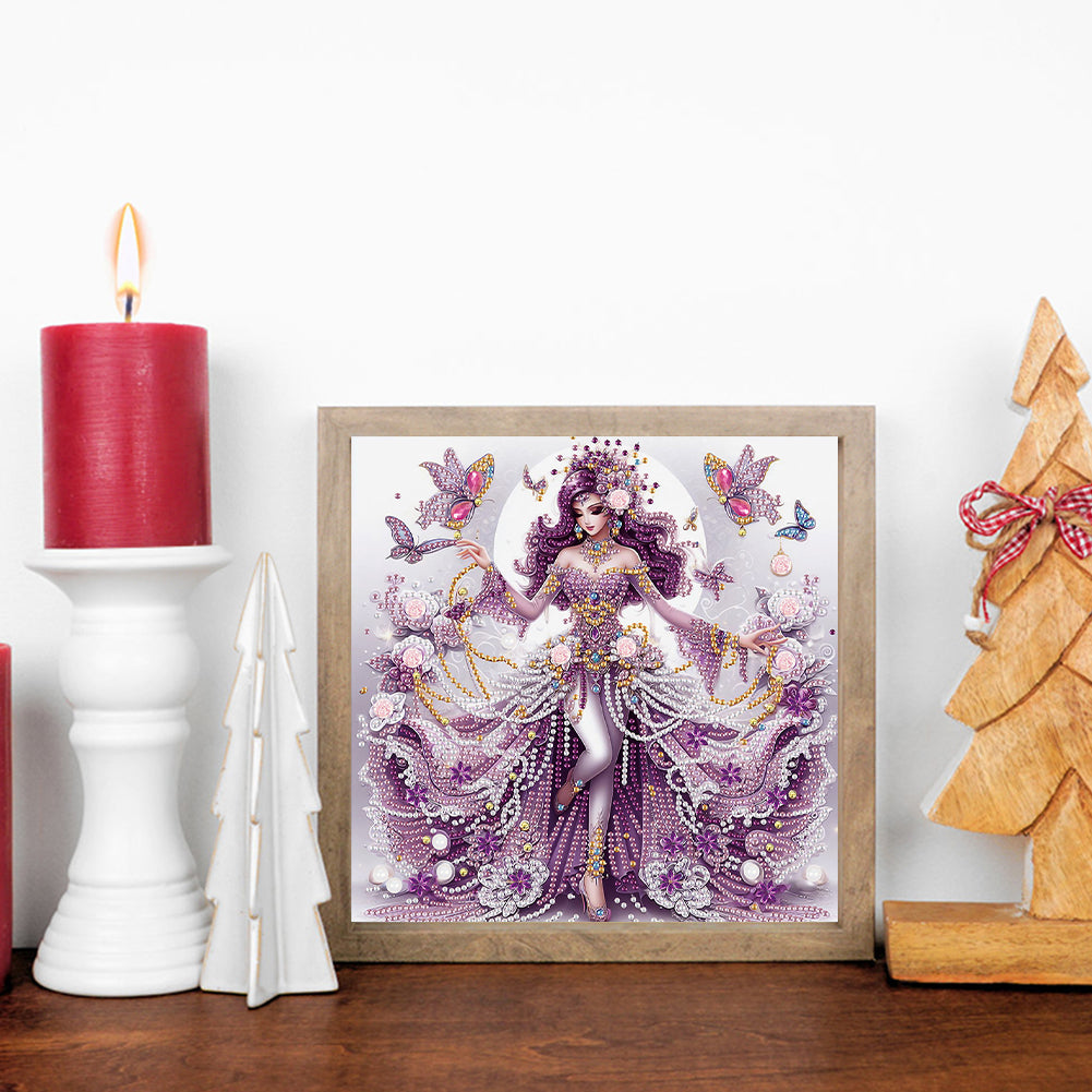 Elegant Girl With Beautiful Skirt - Special Shaped Drill Diamond Painting 30*30CM