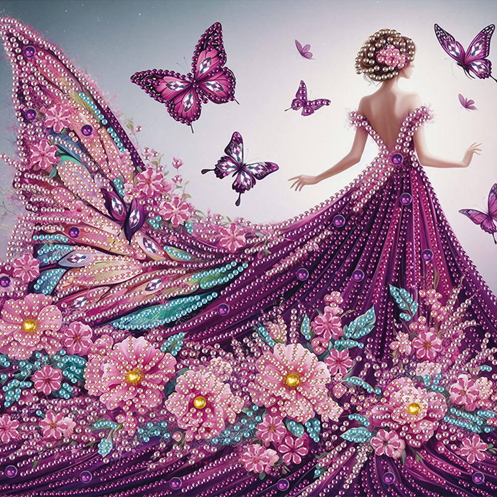 Elegant Girl With Beautiful Skirt - Special Shaped Drill Diamond Painting 30*30CM