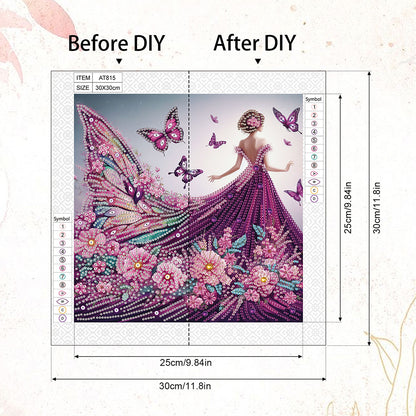 Elegant Girl With Beautiful Skirt - Special Shaped Drill Diamond Painting 30*30CM
