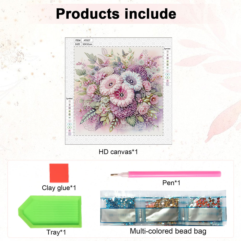 Flower In A Bouquet - Special Shaped Drill Diamond Painting 30*30CM