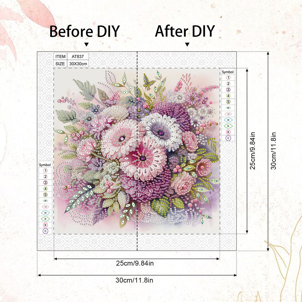 Flower In A Bouquet - Special Shaped Drill Diamond Painting 30*30CM