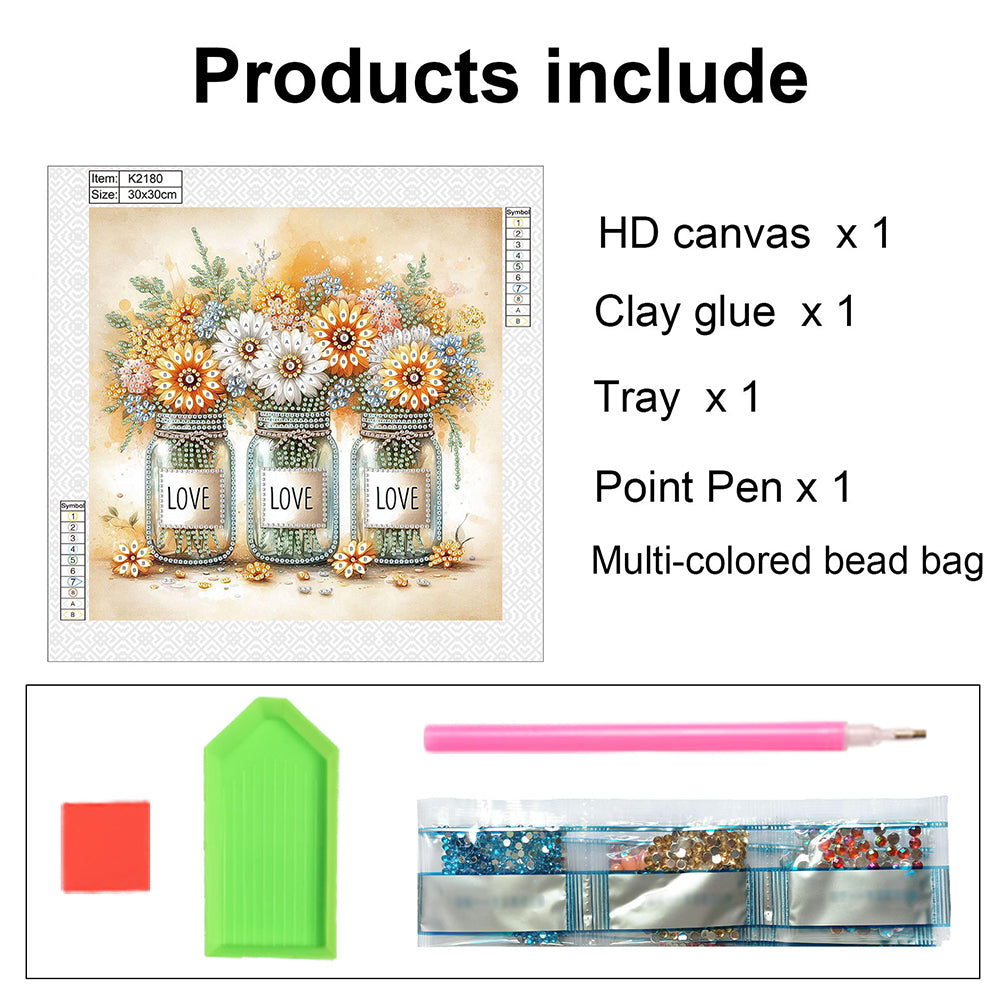 Flower In A Bouquet - Special Shaped Drill Diamond Painting 30*30CM