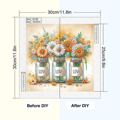 Flower In A Bouquet - Special Shaped Drill Diamond Painting 30*30CM