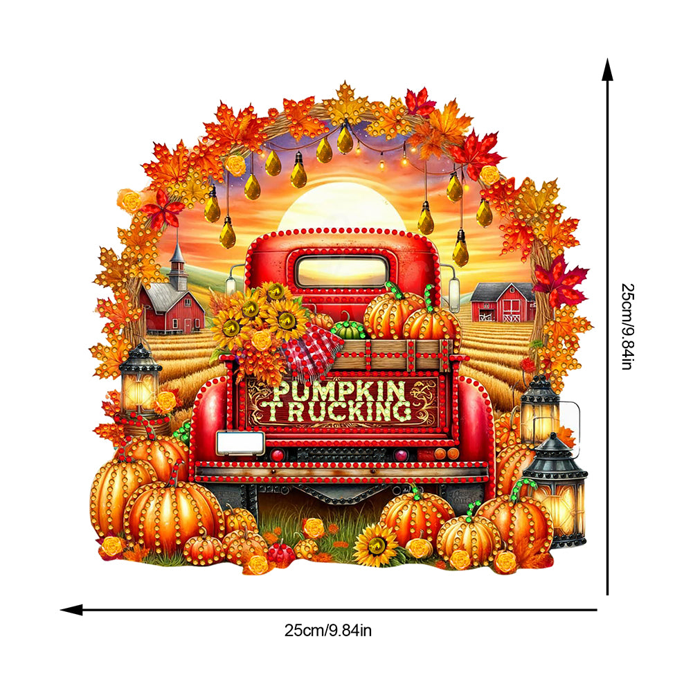 Fall Truck Theme 2D/Flat DIY Diamond Art Pendant Wall Decor for Home & Windows