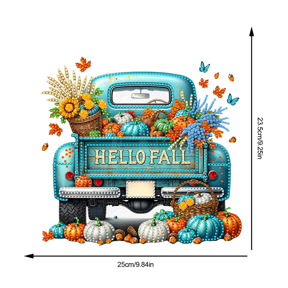 Fall Truck Theme 2D/Flat DIY Diamond Art Pendant Wall Decor for Home & Windows