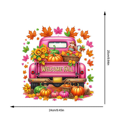 Fall Truck Theme 2D/Flat DIY Diamond Art Pendant Wall Decor for Home & Windows
