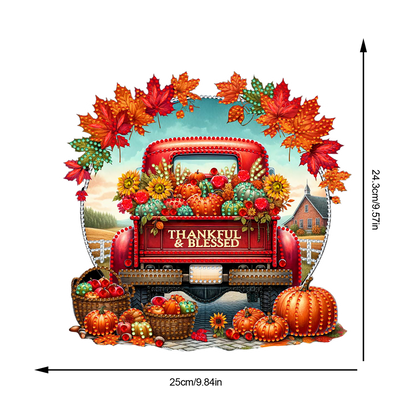 Fall Truck Theme 2D/Flat DIY Diamond Art Pendant Wall Decor for Home & Windows