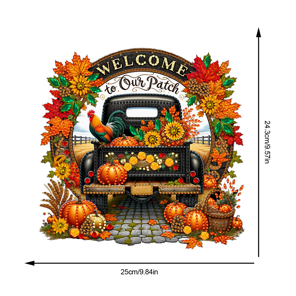 Fall Truck Theme 2D/Flat DIY Diamond Art Pendant Wall Decor for Home & Windows