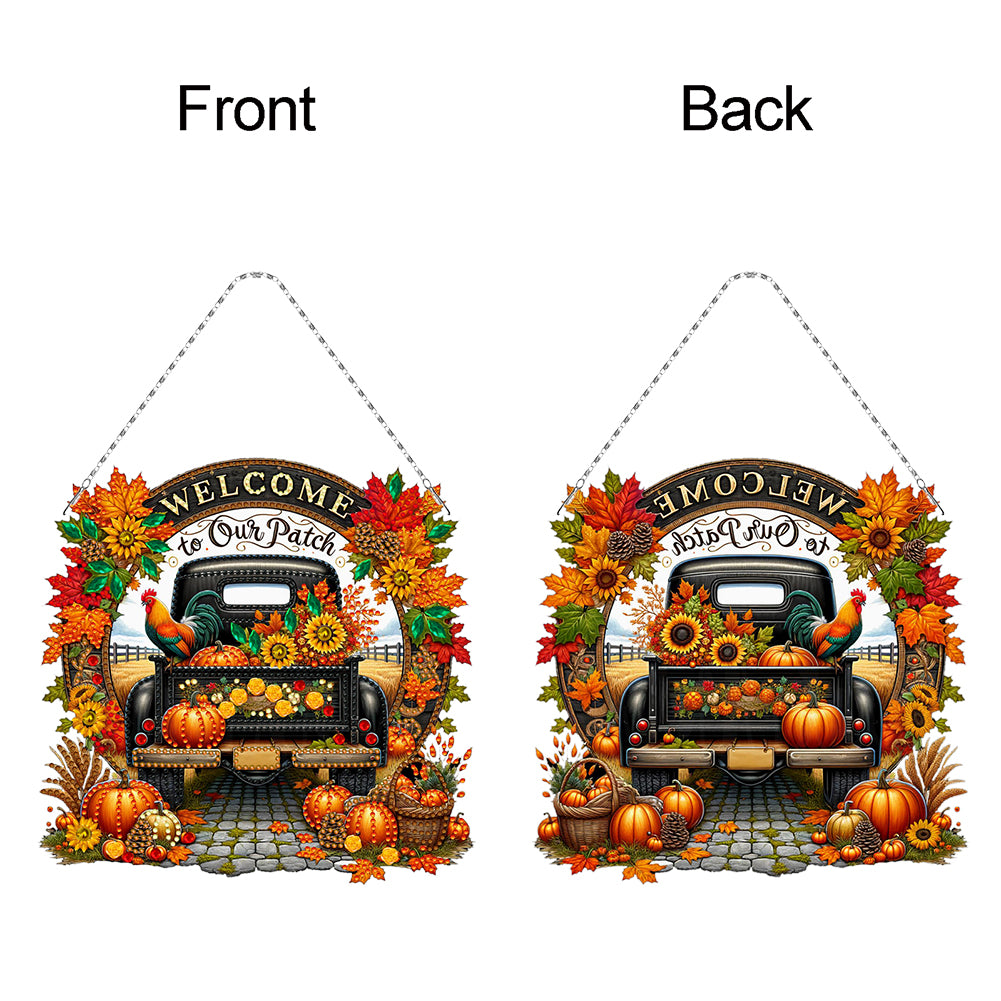 Fall Truck Theme 2D/Flat DIY Diamond Art Pendant Wall Decor for Home & Windows