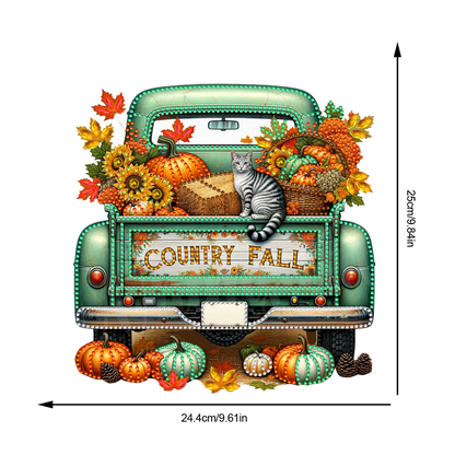 Fall Truck Theme 2D/Flat DIY Diamond Art Pendant Wall Decor for Home & Windows