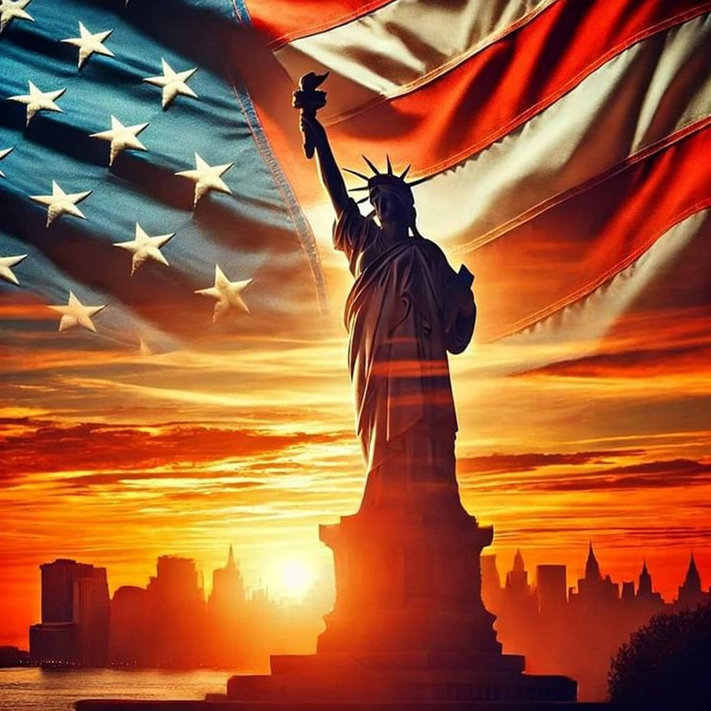 Statue Of Liberty On Independence Day - Full Round Drill Diamond Painting 40*40CM