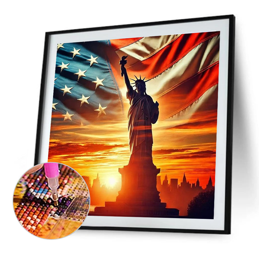 Statue Of Liberty On Independence Day - Full Round Drill Diamond Painting 40*40CM