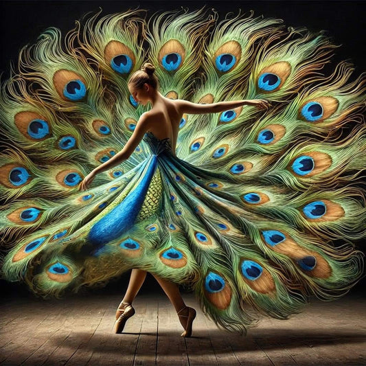 Peacock Girl - Full Round Drill Diamond Painting 40*40CM