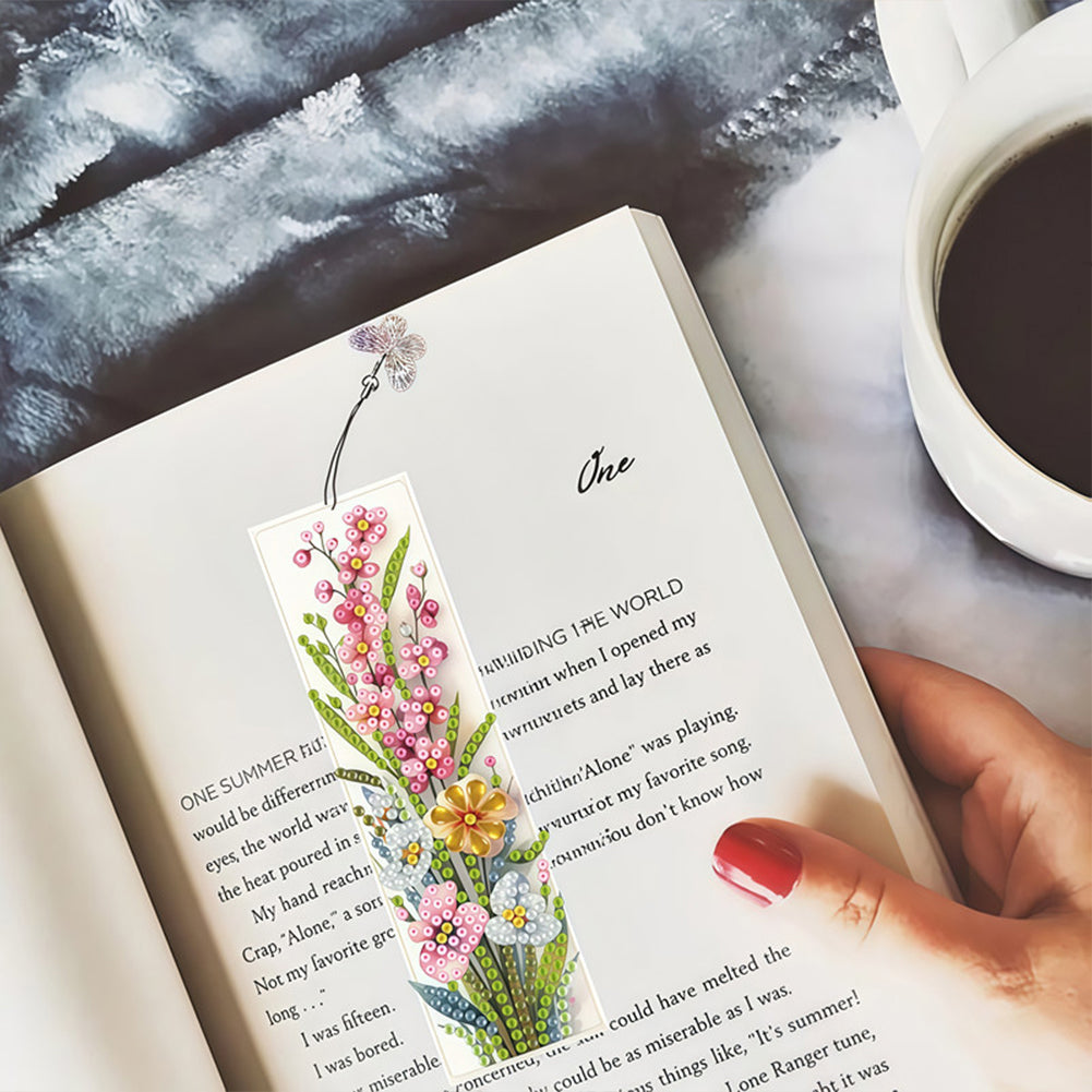 3Pcs Flower Patterns DIY Diamond Painting Art Bookmarks for Reading Enthusiasts