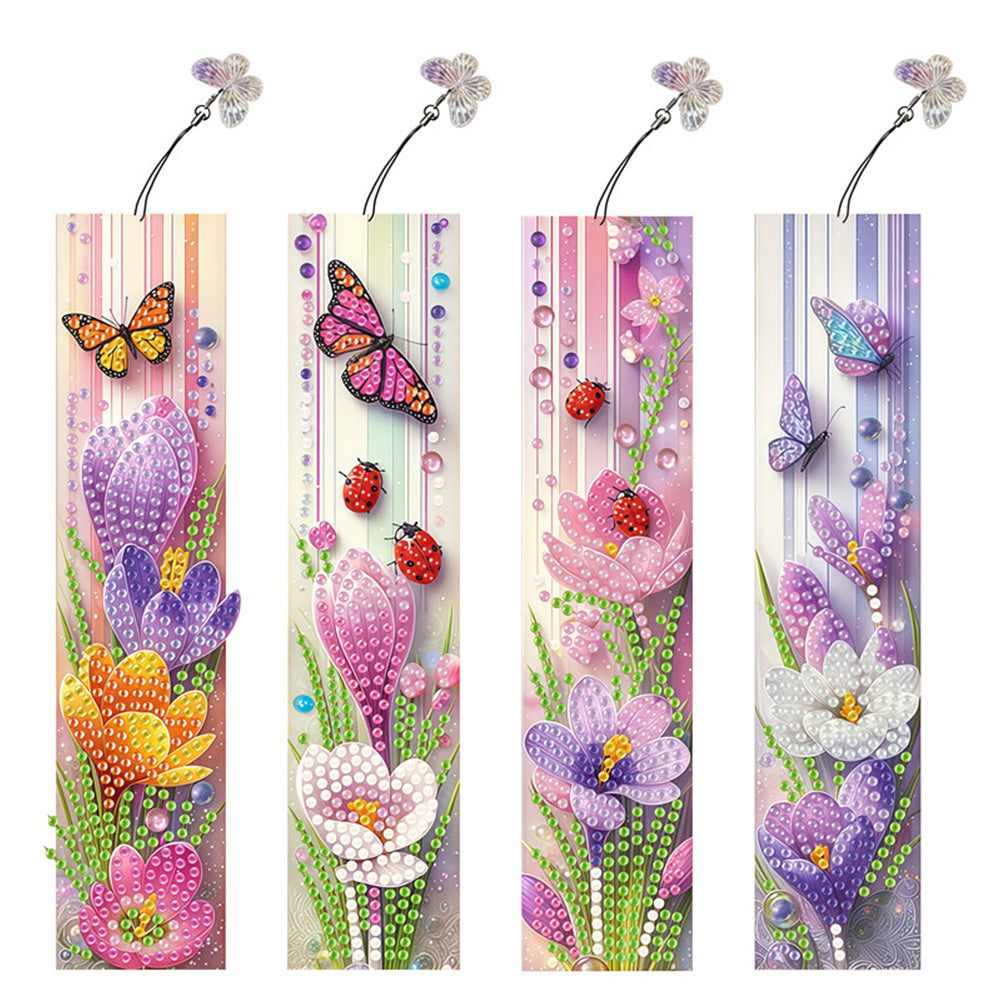3Pcs Flower Patterns DIY Diamond Painting Art Bookmarks for Reading Enthusiasts