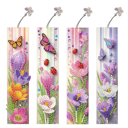 3Pcs Flower Patterns DIY Diamond Painting Art Bookmarks for Reading Enthusiasts