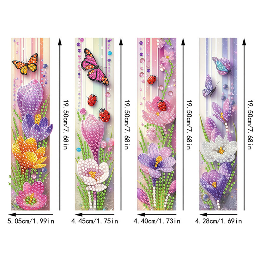 3Pcs Flower Patterns DIY Diamond Painting Art Bookmarks for Reading Enthusiasts