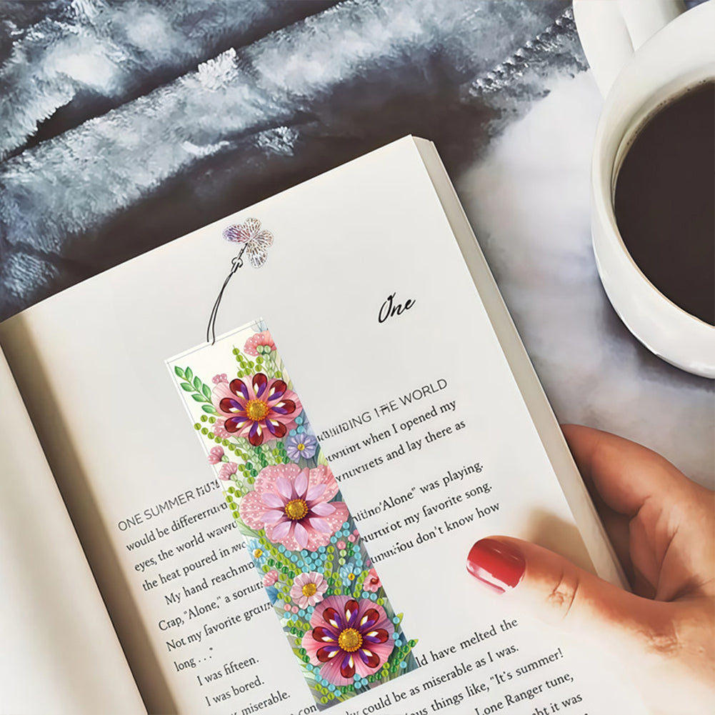 3Pcs Flower Patterns DIY Diamond Painting Art Bookmarks for Reading Enthusiasts