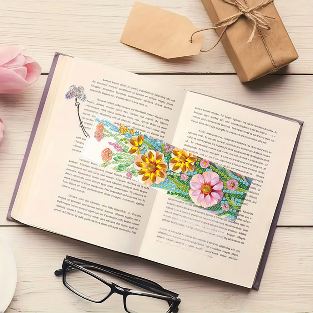 3Pcs Flower Patterns DIY Diamond Painting Art Bookmarks for Reading Enthusiasts