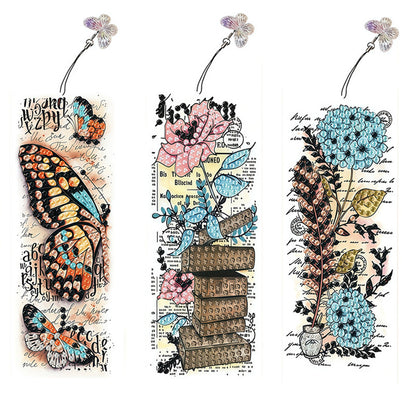 3Pcs Flower Patterns DIY Diamond Painting Art Bookmarks for Reading Enthusiasts