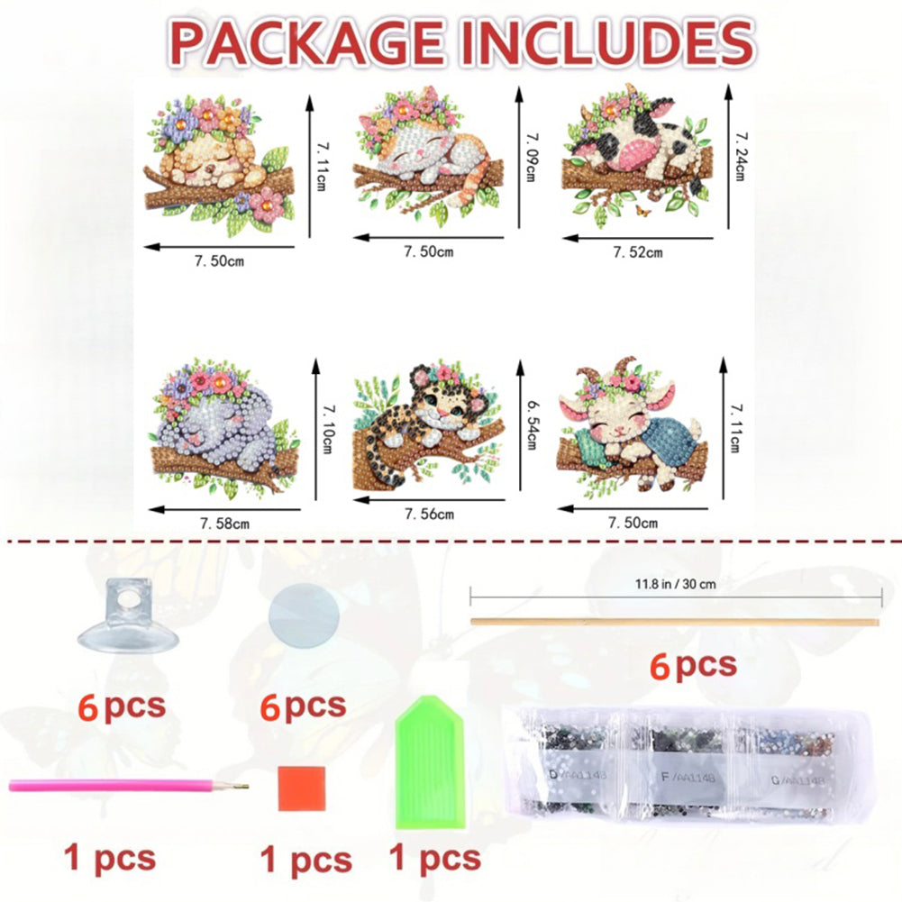 6Pcs Animal Stakes Diamond Painting Kits DIY Diamond Art Kits for Beginners