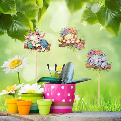 6Pcs Animal Stakes Diamond Painting Kits DIY Diamond Art Kits for Beginners