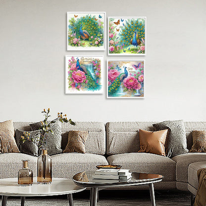 4 Pcs Peacock - Special Shaped Drill Diamond Painting 30*30CM