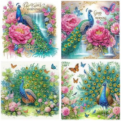 4 Pcs Peacock - Special Shaped Drill Diamond Painting 30*30CM