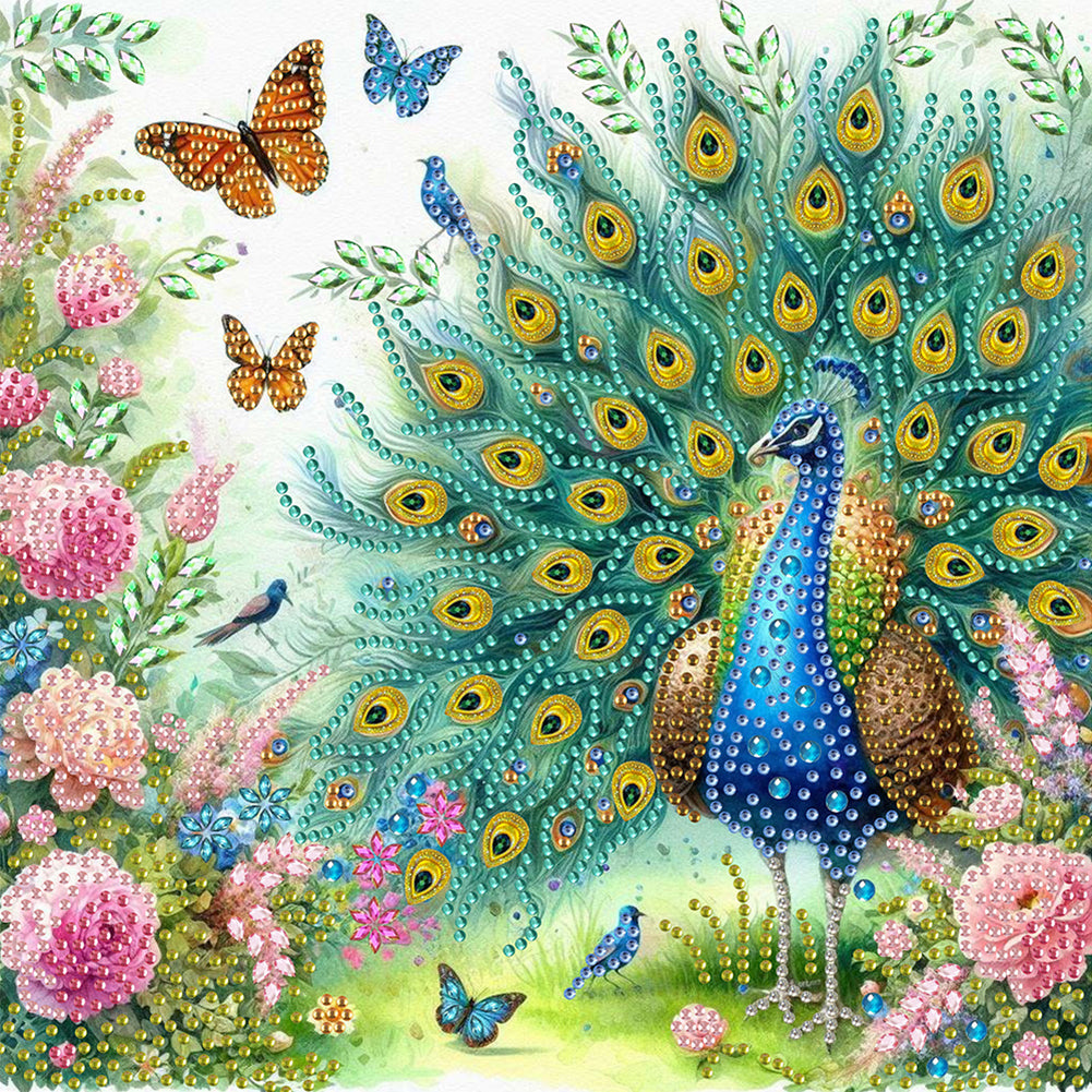4 Pcs Peacock - Special Shaped Drill Diamond Painting 30*30CM