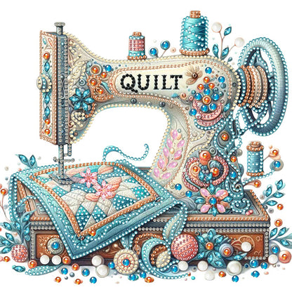 4 Pcs Sewing Machine And Flowers - Special Shaped Drill Diamond Painting 30*30CM