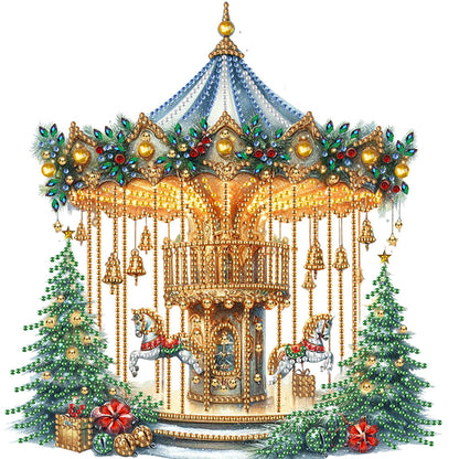 4 Pcs Carousel And Christmas Tree - Special Shaped Drill Diamond Painting 30*30CM