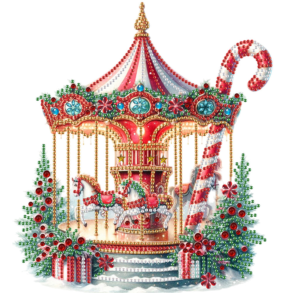 4 Pcs Carousel And Christmas Tree - Special Shaped Drill Diamond Painting 30*30CM