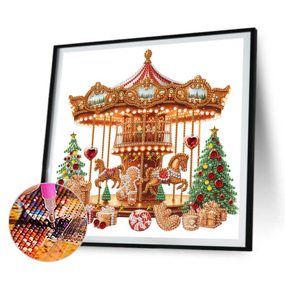 4 Pcs Carousel And Christmas Tree - Special Shaped Drill Diamond Painting 30*30CM