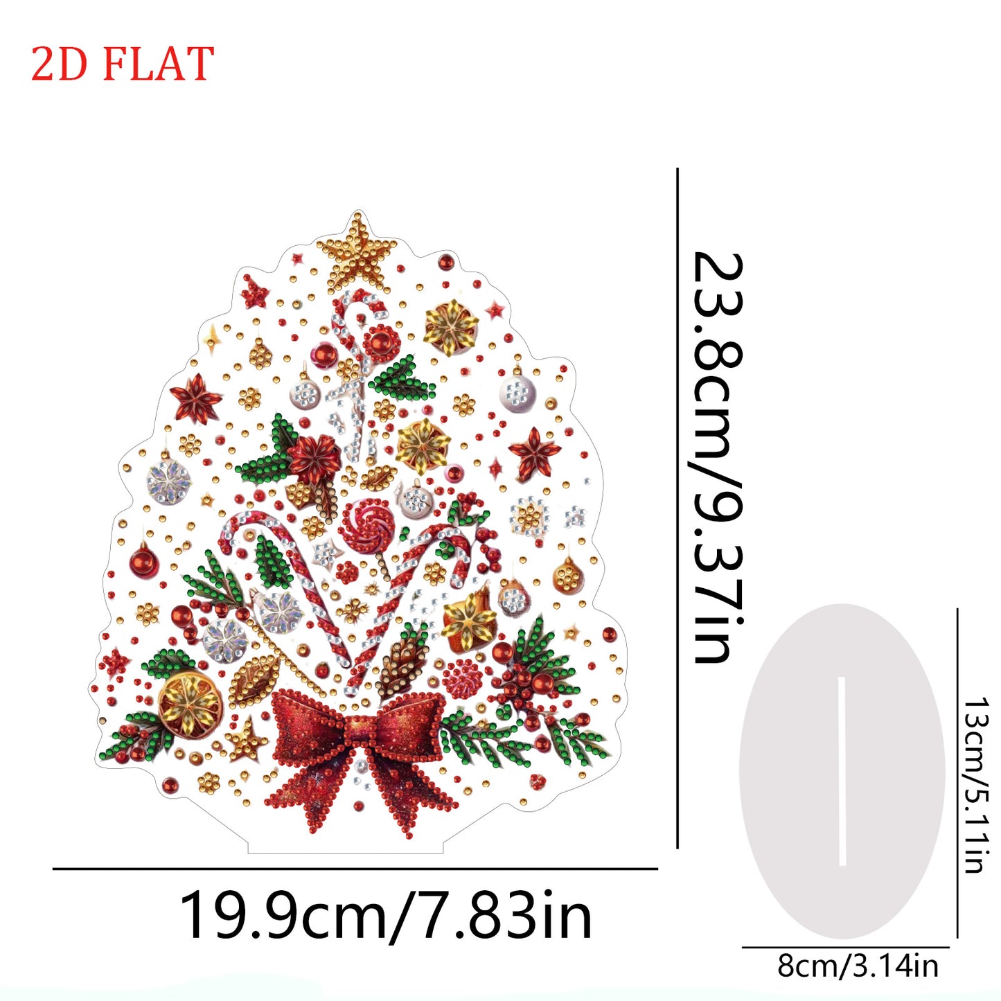 2D Flat Christmas Tree Print DIY Diamond Painting Tabletop Ornaments Decorations