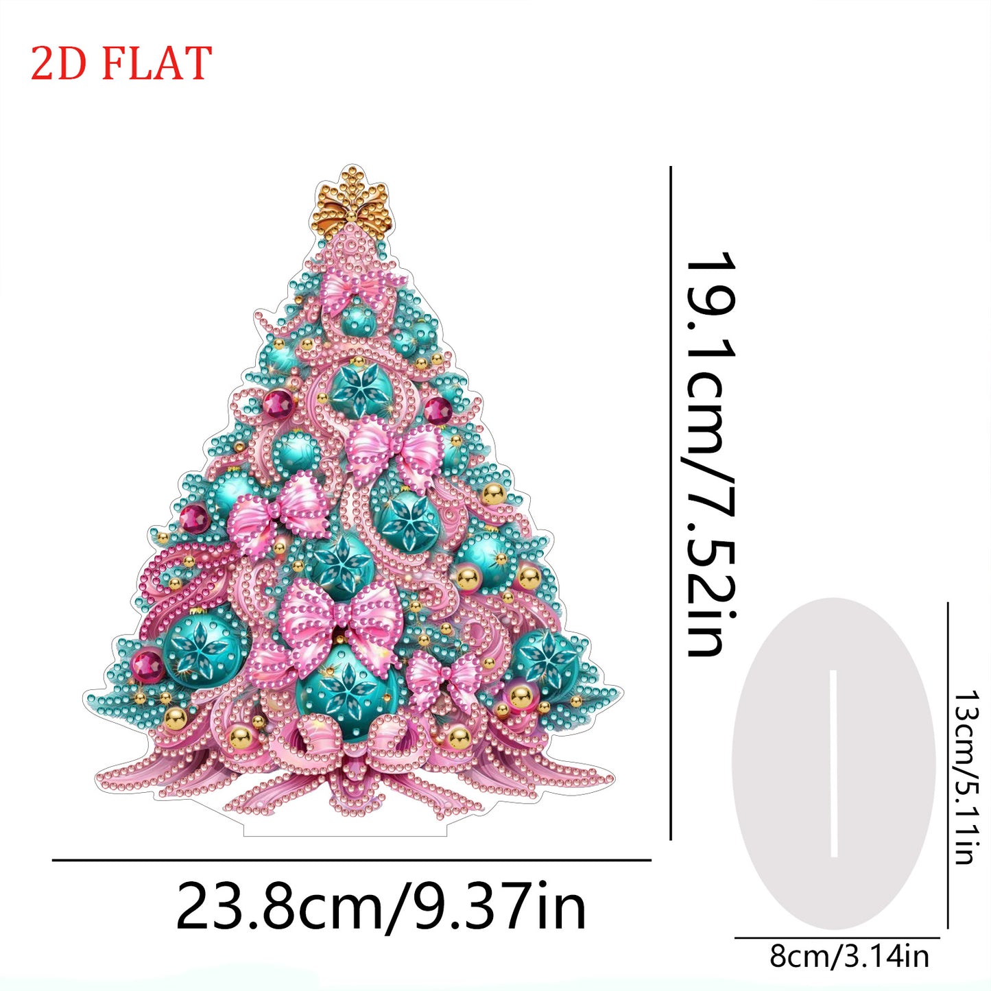 2D Flat Christmas Tree Print DIY Diamond Painting Tabletop Ornaments Decorations