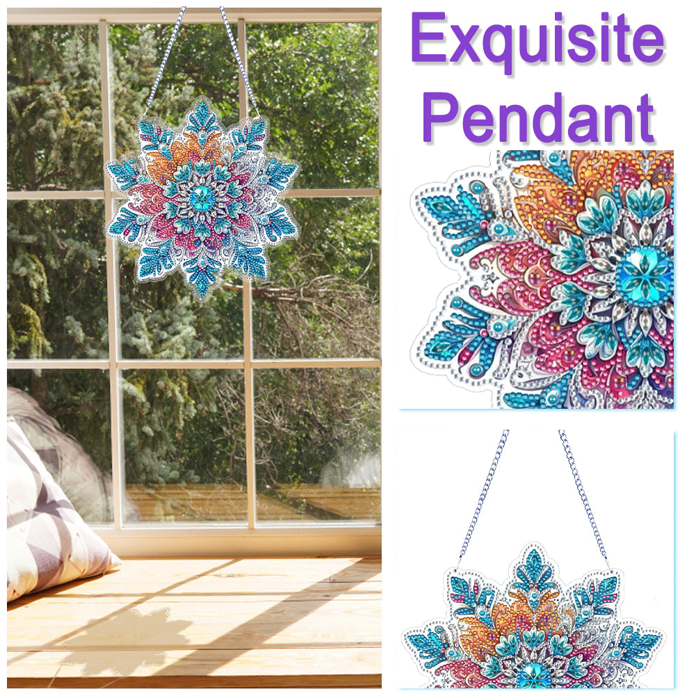 Snowflake Theme 2D/Flat DIY Hanging Diamond Art Kits Home Wall Decoration Crafts