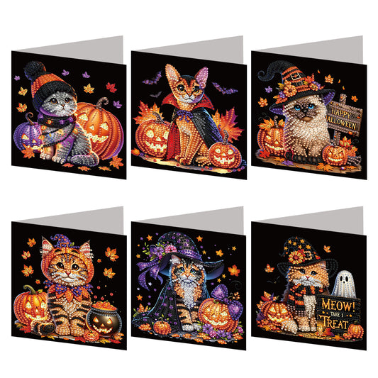 6PCS DIY Diamond Art Greeting Cards Halloween Designs for Halloween and Holidays