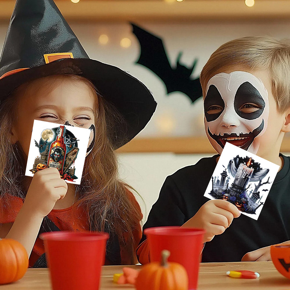 6PCS DIY Diamond Art Greeting Cards Halloween Designs for Halloween and Holidays