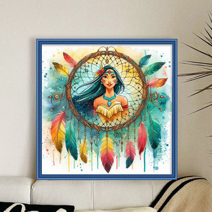 Dream Catcher Girl - 11CT Stamped Cross Stitch 40*40CM