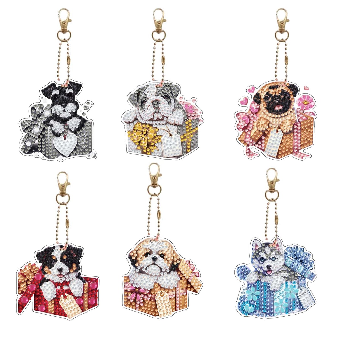 Double Sided Special Shape Animals Diamond Art Craft Keychain for Party Supplies